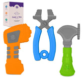 Sperric Teething Toys for Babies 0-6 Months – Silicone Teething Toys - Kids Tools Set for Boys and Girls with Hammer, Pliers, Drill – Double-Sided Texture for Gum Soothing – 3pcs Green/Orange/Blue